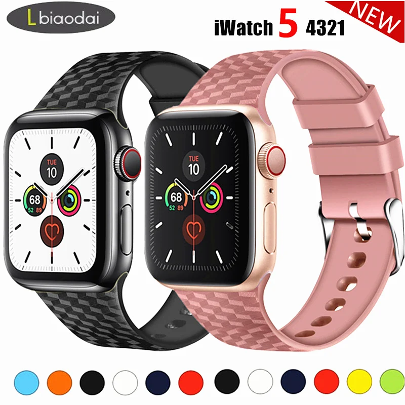 Ремешок силиконовый для Apple watch band 44 мм 40 спортивный браслет с 3d текстурой iwatch 38 42 5