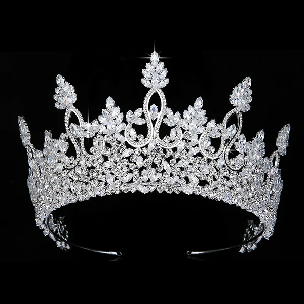 silver Tiaras And Crown HADIYANA Gorgeous Vintage Creative Cubic Zircon Women Wedding Party Hair Accessories BC5431 Corona Princesa - Окраска металла: silver