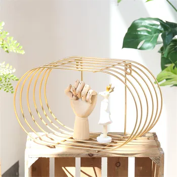 

Nordic Bath Wash Finishing Shelf Chic Rose Gold Metal Storage Basket Simple Oval Wall Decor Hanging Rack Desktop Ornament