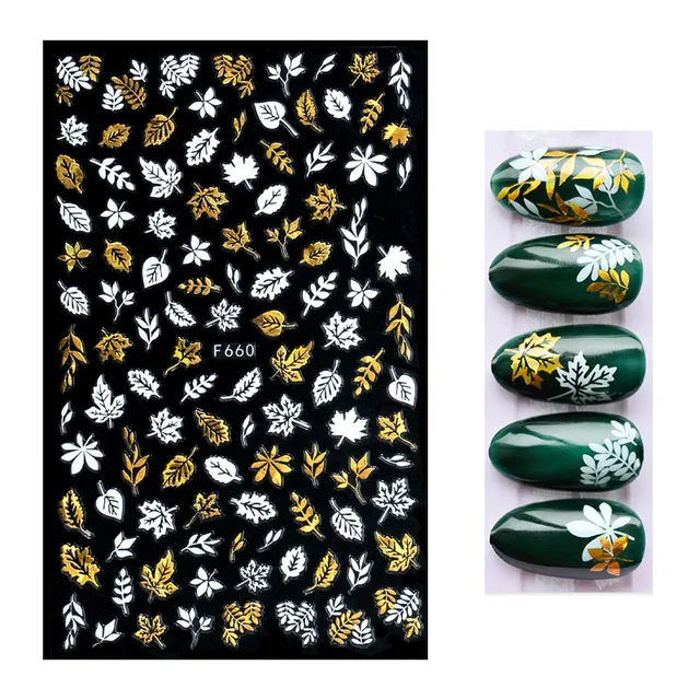 3D Nail Stickers Leaves Butterfly Panda Love Heart Design Stickers For Nails Manicure Foil Nail Art Decor pegatinas para uñas A140103