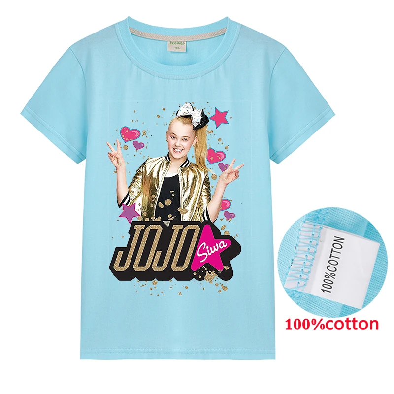 Новинка года; футболка Jojo Siwa детская одежда хлопковая футболка с короткими рукавами для девочек топы; футболки; Повседневные детские толстовки с капюшоном; брюки; Рождество - Цвет: T1246