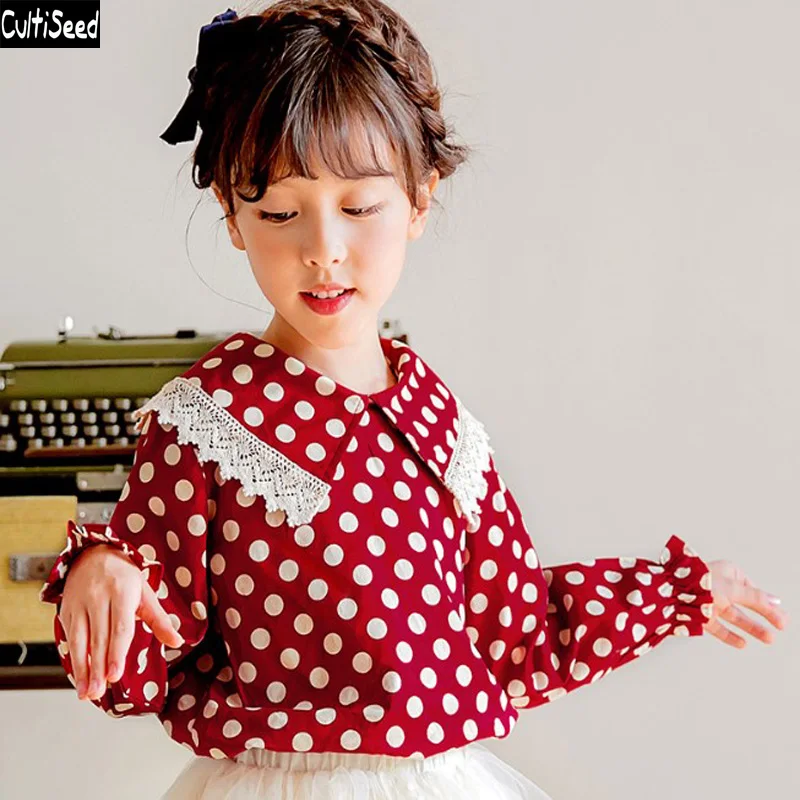 

Cultiseed Girl Polka Dot Print T-Shirt Tees Big Children Girls Autumn Long Sleeve T-shirt Tops Kids Cute Party Princess tshirts