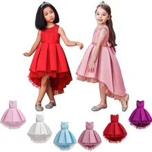 Осень-зима для девочек платье с цветочным принтом с длинными рукавами и аппликацией из бисера принцессы Официальные Вечерние свадебное платье для маленькой девочки День рождения Пышное Платье