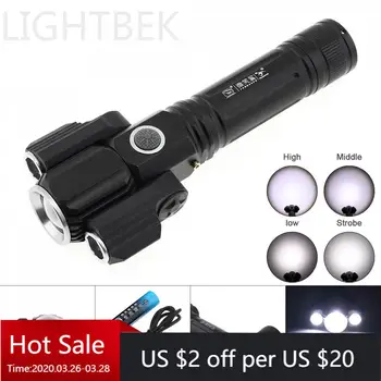

E37 T6 Super Bright 400m Lumen Rechargeable Flashlight Zoomable with 2 Wing Light+ 4 Lighting Modes LED Torch for Outdoor Hiking