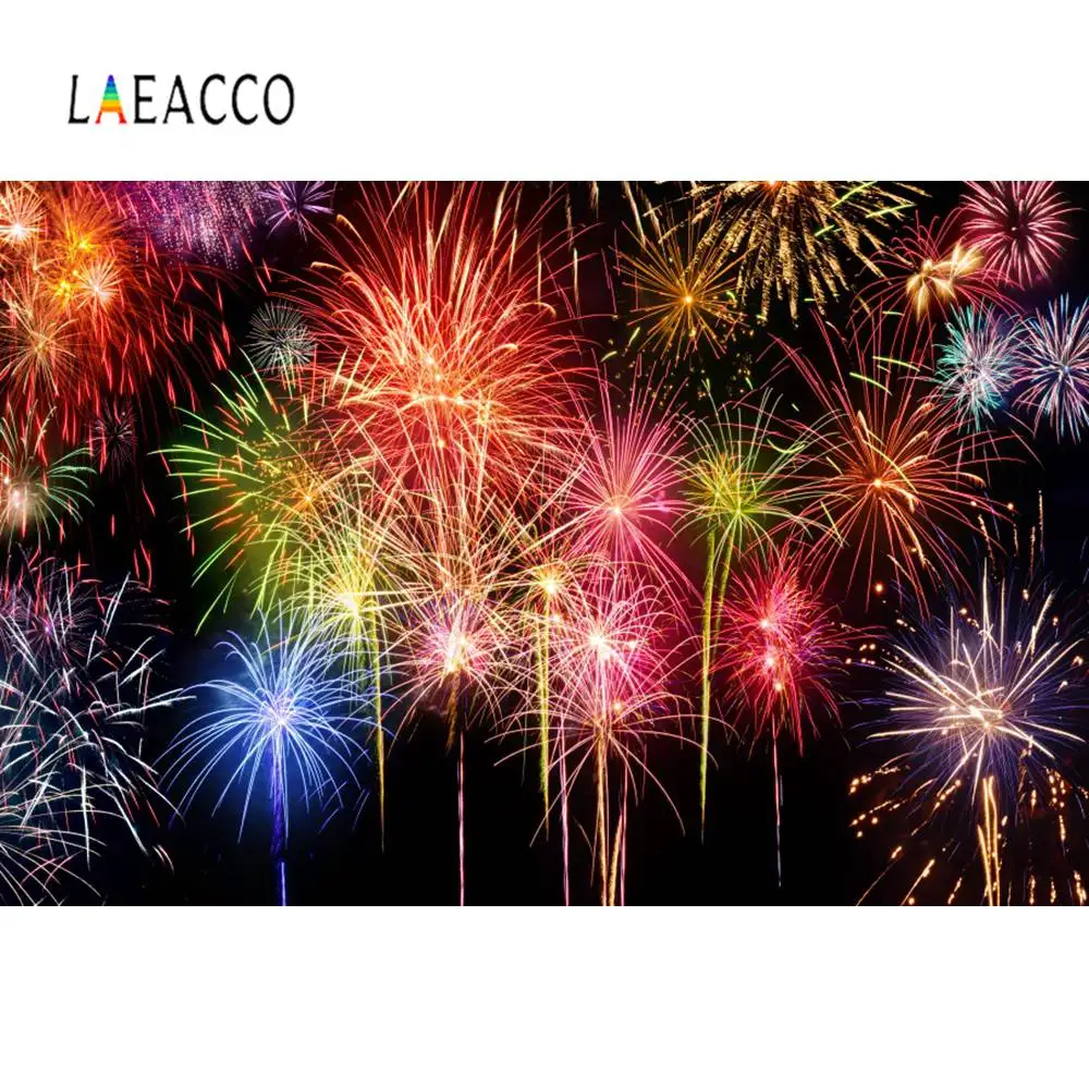 Laeacco Фейерверк Блестящий праздник вечерние с новым годом живописные фото фон фотографические фоны фотостудия
