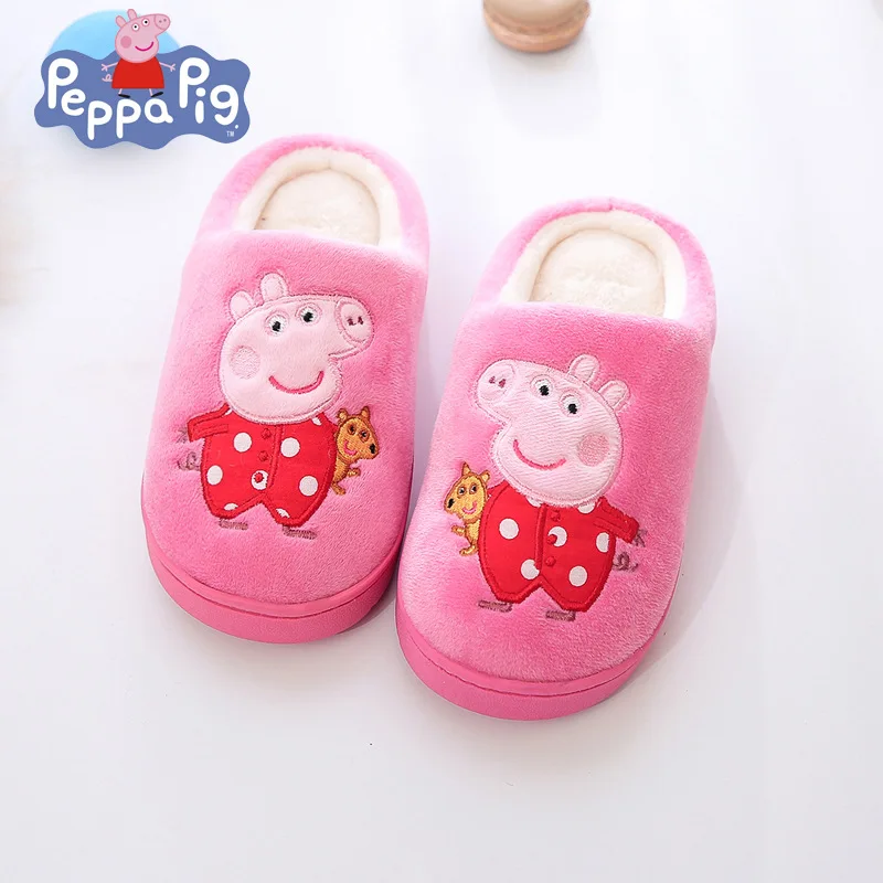 Г. Модные тапочки Peppa Pig Limited, зима-осень, четыре сезона, домашние Нескользящие хлопковые тапочки с рисунками из мультфильмов на мягкой подошве, детская игрушка, подарок - Цвет: 1