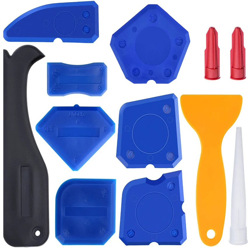 12 in 1 Silicone Caulking Tool, Caulk Remover& Scraper Tool Kit, Reusable with 7 Silicone Pads, Sealant Caulk for Kitchen Window