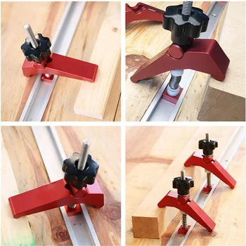 

Woodworking Aluminum-Alloy Quick Acting Hold Down T-slot T-track Clamp Set Tool
