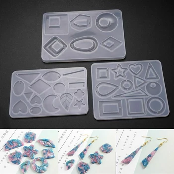 

DIY Crystal Epoxy Earrings Ear Pendant Mold Geometric Collection Mold UV Resin Handmade Pendant Earrings Epoxy Mold Jewelry