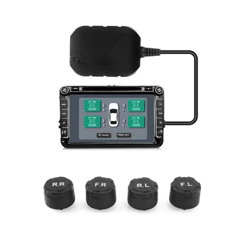 

4 External Sensor Wireless Tpms Usb Car Digital Anti-Explosion Alarm Sensors Tire Pressure Monitoring System TPMS for Android