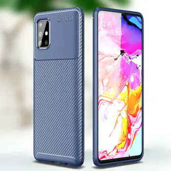 

50pcs/lot Case For Samsung Galaxy A51 Soft TPU Carbon Fiber Anti-Scratch Rugged Back Cover
