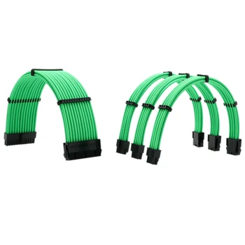 

Basic Extension Cable Kit, 1X24Pin ATX 1X4 + 4Pin EPS 2X8Pin PCI-E Power Extension Cable 1 Set of Cable Comb