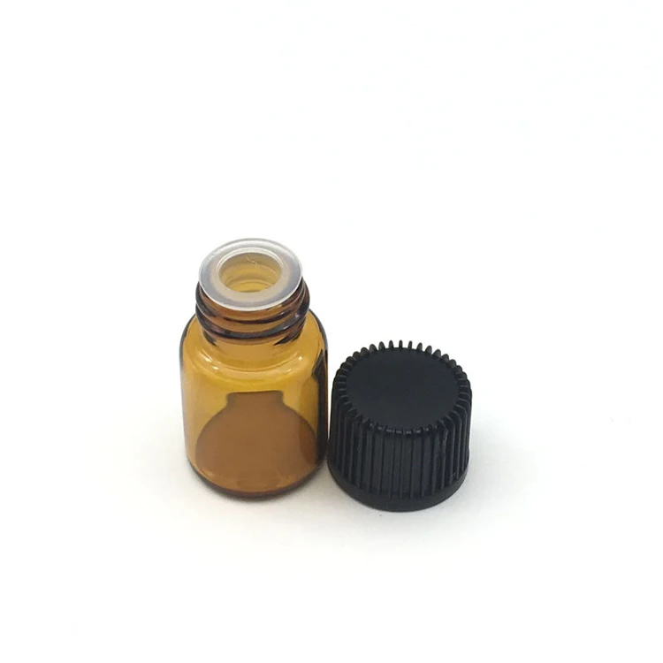 Amber With Black Cap 100 шт 2cc мини пустые эфирные масла Янтарный стеклянный флакон без отверстия образец духов 2 мл флаконы - Цвет: Amber With Black Cap
