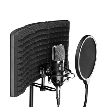 

Foldable 3 Panel Studio Microphone Isolation Shield Eliminate Interference Recording Sound Absorber Foam
