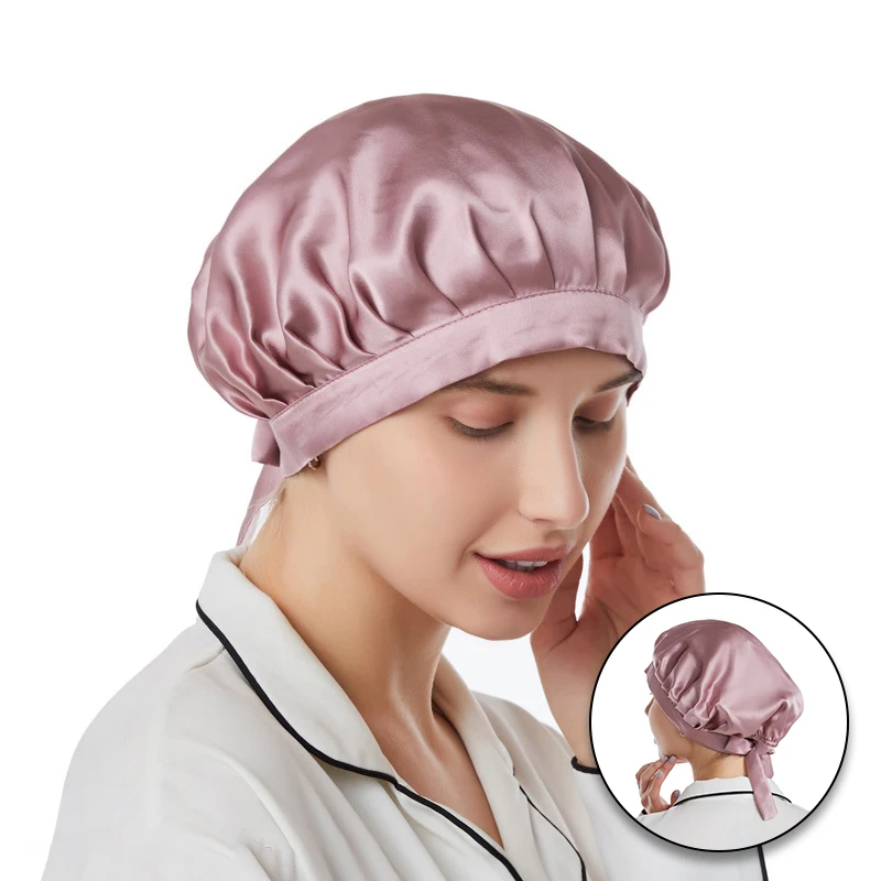 Hot Selling Woman Natural Silk Sleeping Cap Lightweight Breathable Help