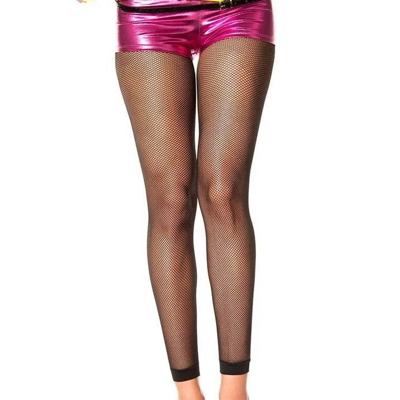 Womens Footless Tights Black Fishnet 