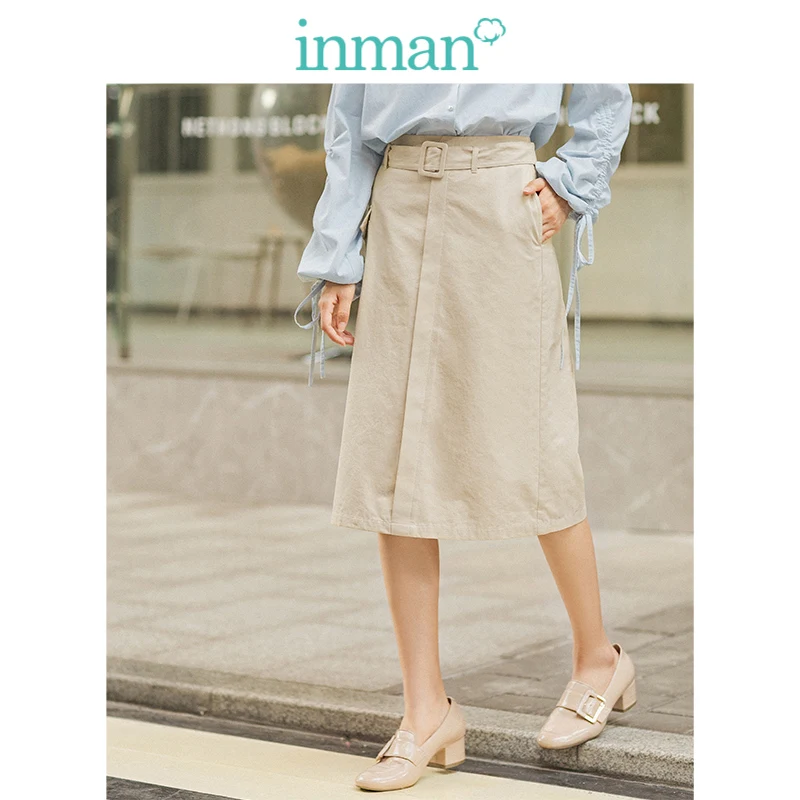 INMAN 2019 Зима Новое поступление средняя высокая талия бежевая универсальная