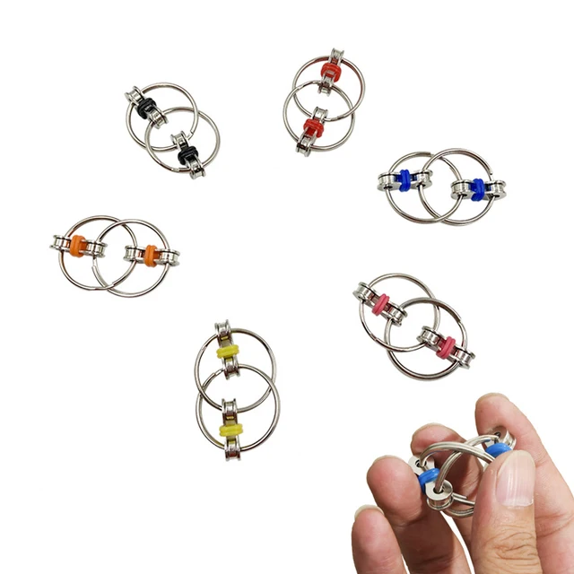New Metal Puzzle Chain Fidget Toy for Autism Chain Fidget Toy Stress Relieve ADHD Top Puzzles Hand Spinner Key Ring Sensory Toys 4