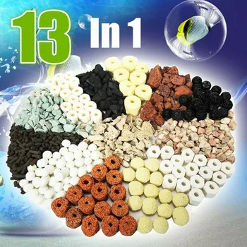 

500g/Bag 13 in 1 Bag Aquarium Fish Tank Pond Ring Bio Ball Biological Filter Water Purification Activated Stone Filter Material