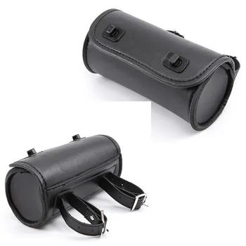 Borsa per forcella da moto borsa per attrezzi da manubrio in pelle PU borsa per attrezzi Sissy Bar Roll con 2 cinghie per Cruiser Sportster