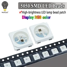 100 шт. WAVGAT WS2812B 4pin 5050 SMD WS2812 индивидуально адресуемых цифровой RGB светодиодный чип-диод 5V светодиодный чип SMD