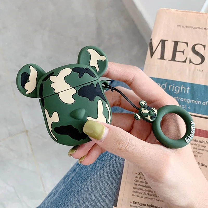 3D Bear Head беспроводной Чехол для наушников для Apple AirPods 1/2 силиконовый чехол для наушников для Airpods защитный чехол