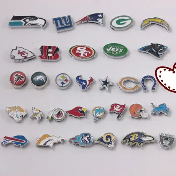 

32pcs Random Mixed Football Slide Charms Keeper for Reversible Leather Wrap Bracelets Jewelry Enamel Charms for Jewelry Making