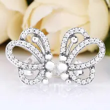 Оригинальные ажурные милые серьги-бабочки с кристаллами для женщин, 925 пробы серебряные серьги, свадебный подарок, изысканные европейские ювелирные изделия