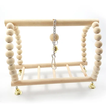 

Parrots Toys Bird Swing Exercise Climbing Hanging Ladder Bridge Wooden Rainbow Pet Parrot Macaw Hammock Bird Toy