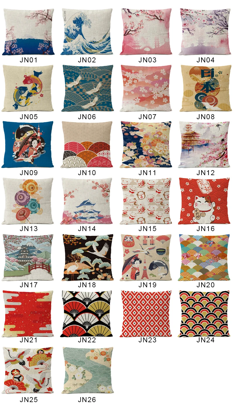 

Japanese Ukiyo-e Pillow Cover Fuji Mountain Cherry Blossom Wave Cushion Cover Home Decorative Linen Pillow Case