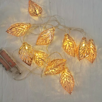 

20 LED Lighting Chain Cell Box Room Decoration Wrought Iron Leaves Lighting Chain Holiday Lights Ins Decorative Lights 3M 2020