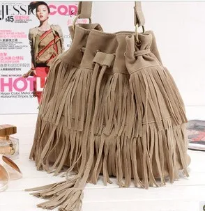 

Concise Tassels Bucket Tassels Bag Single Shoulder Messenger Woman Package