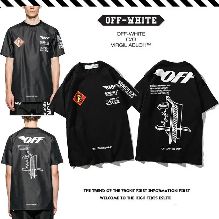 Буквенный лозунг 19SS Off-White OW унисекс для мужчин и женщин пара влюбленных моделей хлопок Повседневная мода короткий рукав круглый вырез Футболка
