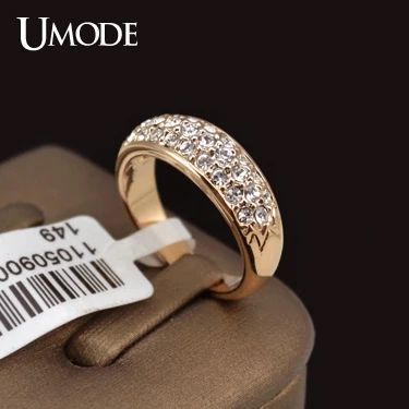 UMODE Классическое украшенное стразами кольцо с покрытием из розового золота 18к JR0084A