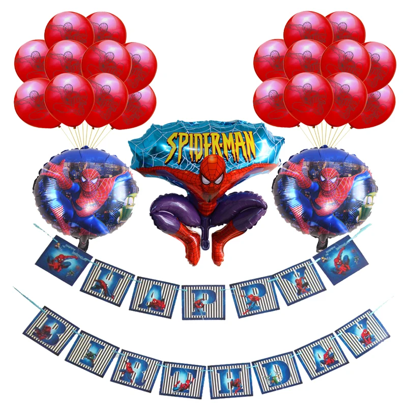 1 компл. Супер герой Spider-man гелиевые фольгированные шары счастливые Баннеры для дня рождения вечерние украшения детский душ баллоны Globos дети мальчик игрушка