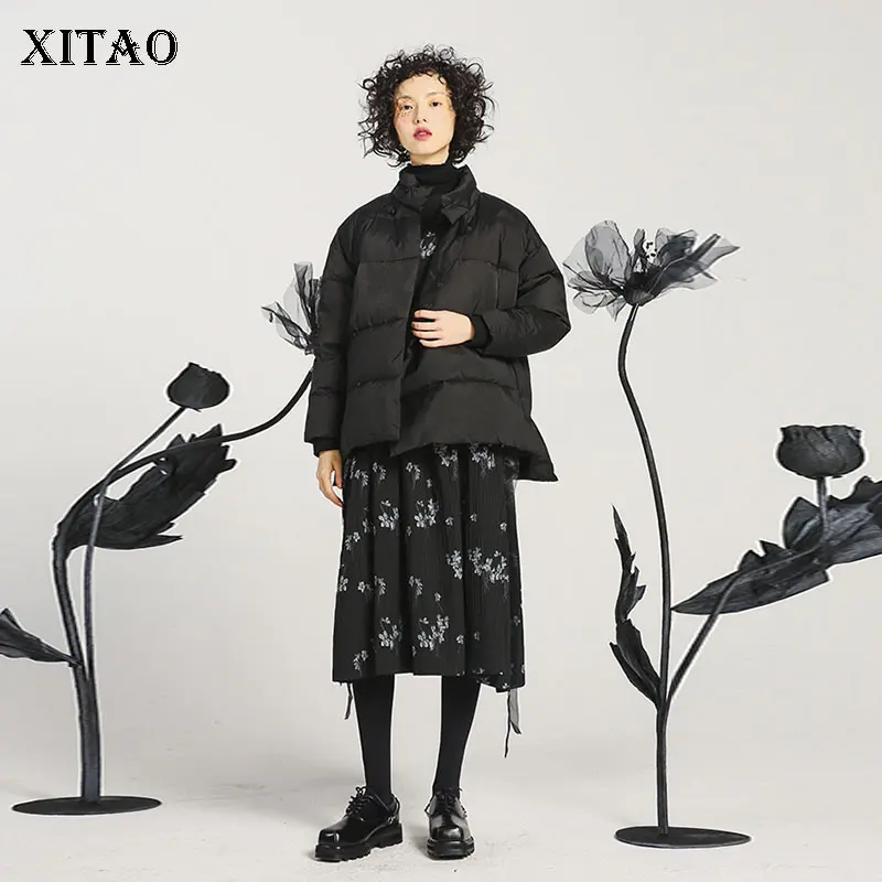 XITAO/кружевное платье с принтом; модное черное платье без рукавов в стиле пэчворк; коллекция года; сезон весна; маленькое повседневное свободное плиссированное платье; DMY2417