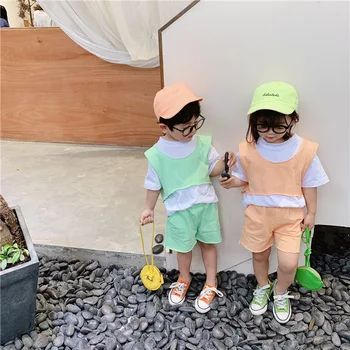 

2020 Hot Selling Baby Girls 2 PCS Set Patchwort T Shirt+Shorts Summer Kids Girls Suits 1-6 Years