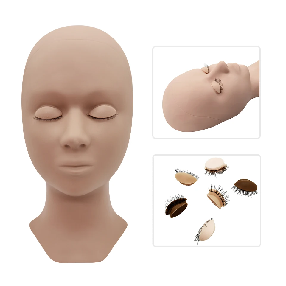 Soft Silicone Cosmetology Mannequin Head For Makeup/Grafting Eyebrow  Design/ Massage / Practice Face Painting Doll Model