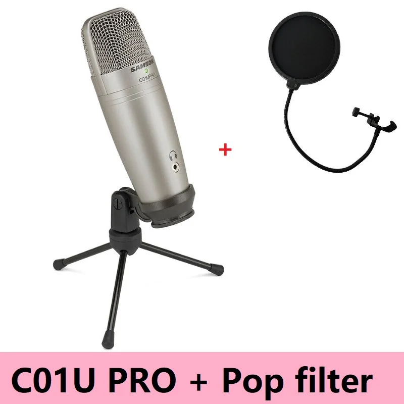 C01U PRO and POP Samson C01u Pro Usb Studio Hypercardiod микрофон для мониторинга в реальном времени Большой мембранный конденсаторный микрофон Plug& Play Stand - Цвет: C01U PRO and POP