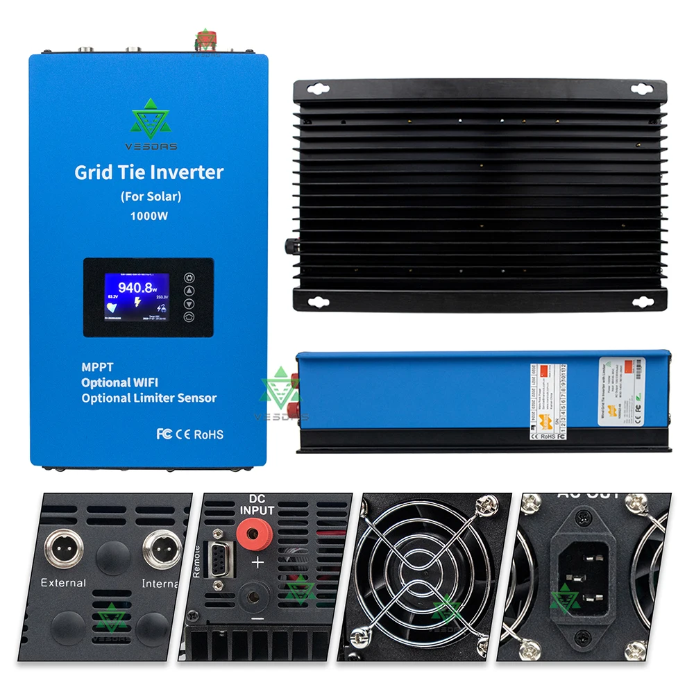 1000 Вт MPPT солнечный Grid Tie инвертор с ограничителем датчика Micro Inversor чистый