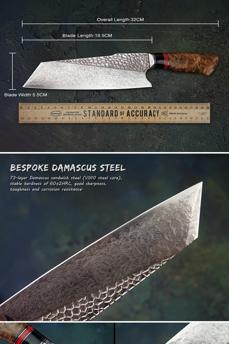 FZIZUO 7,5 ''VG10 Дамасская сталь Santoku нож ручной работы танто Точка кухонные ножи японский набор кухонных ножей кухонные инструменты