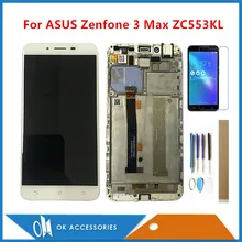 Оригинальное качество 5," для ASUS Zenfone 3 Max ZC553KL ЖК-дисплей и кодирующий преобразователь сенсорного экрана в сборе с рамкой с комплектами