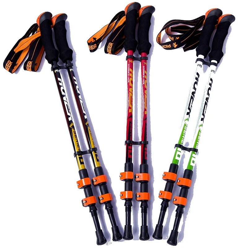 Pioneer 1 Pcs Carbon Fiber Walking Sticks Ultralight Adjustable Trekking Poles Hiking Cane For Outdoor Camping Trail Running 2