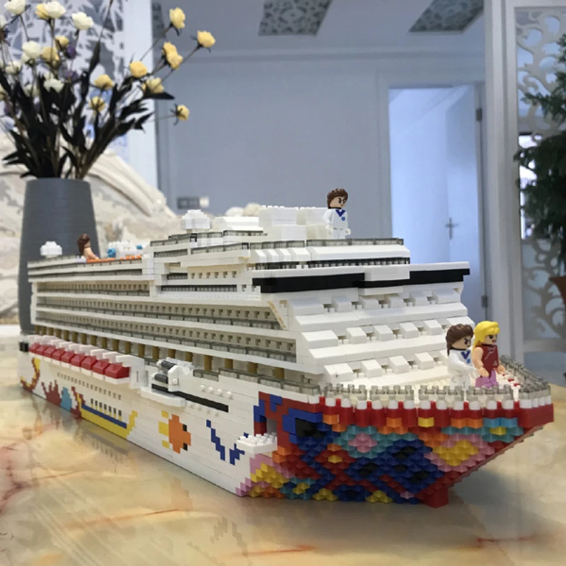 

ZRK Luxury Cruise Liner Ship Big White Boat 3D Model DIY Diamond Mini Building Micro Blocks Bricks One Piece Assembly Toy