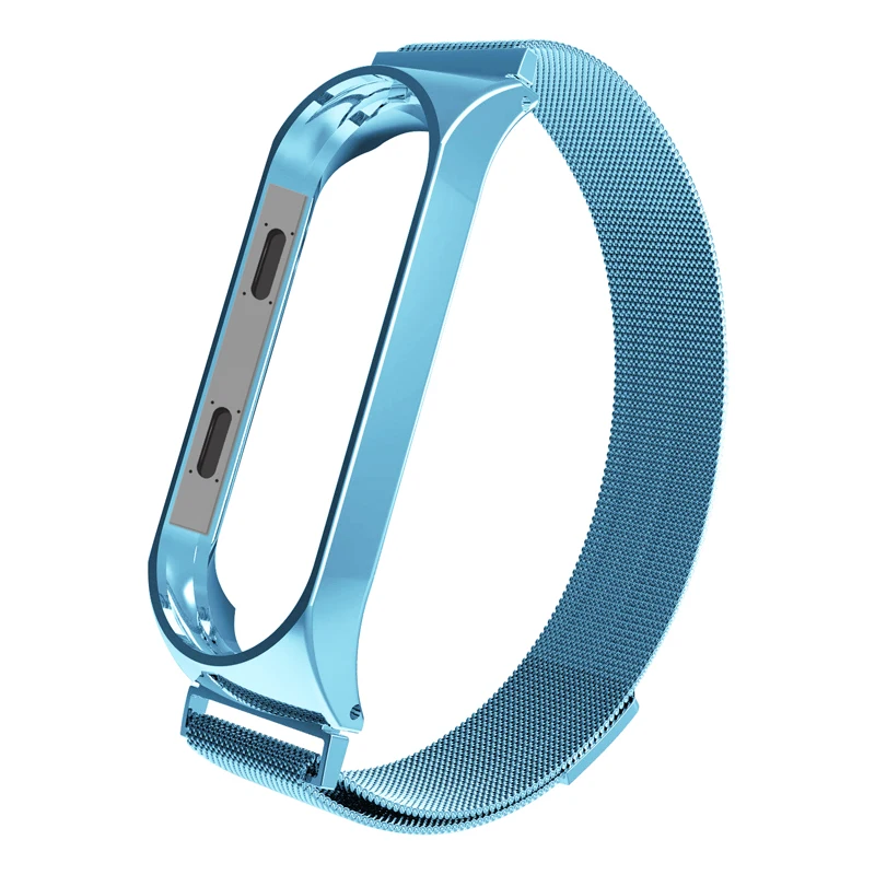 JKER ремешок для Xiaomi mi Band 3 mi Band 4 ремешок для Xiaomi mi band 3 браслет для Xiaomi mi группа 4 магнит металл из нержавеющей стали - Цвет: Sky Blue