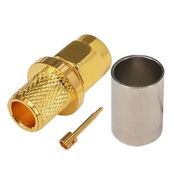 

10 pieces SMA Adapter SMA Male Plug Crimp Goldplated Straight Connector for RG6 RG5 LMR300 Cable