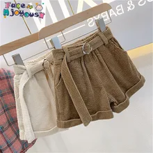 Г. Осенние модные хлопковые шорты для маленьких девочек детские вельветовые штаны с высокой талией для девочек Детские шорты с завязками для малышей от 2 до 6 лет