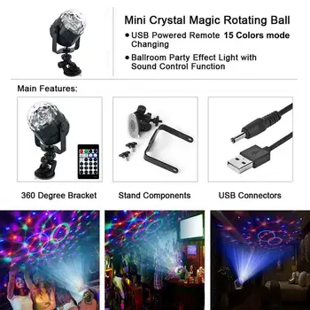 

Car Auto Interior Light LED RGB USB Ball Light Music Audio Disco DJ Stage Kit