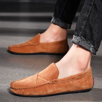 

Men Casual Genuine Leather Shoes 2020 Comfortable Suede Leather Shoes For Men Outdoor Flats Driving Shoes Loafers Big Size 39-48