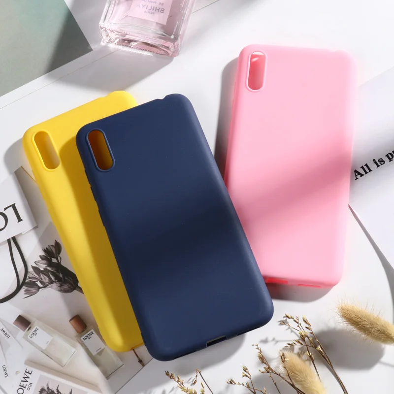 Мягкий простой силиконовый чехол для телефона ярких цветов huawei enjoy 9 чехлы Y7 Pro 2019